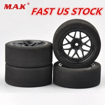 

4Pc Set 1:10 Foam Tire Wheel Rims For 12mm RC HSP HPI Racing On-road Car Hex Model Accessory USA