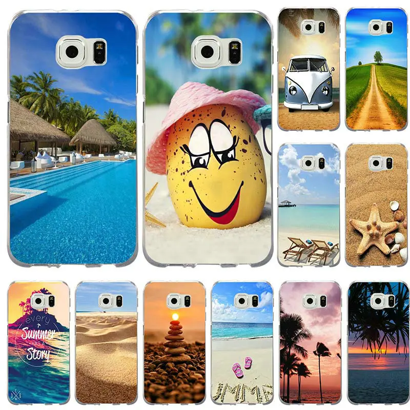 For Samsung Galaxy Note 3 4 5 8 S3 S4 S5 Mini S6 S7 S8 S9 Edge Plus On5 On7 Soft TPU Phone Cases Cover Summer Sunshine Sandbeach | Мобильные