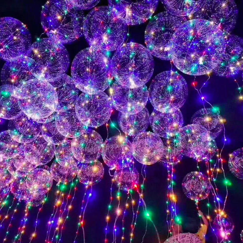 6 штук прозрачный шар с пузырьками со светодиодной полосой медный провод светящиеся шары для свадебного украшения шары ко дню рождения вечерние принадлежности