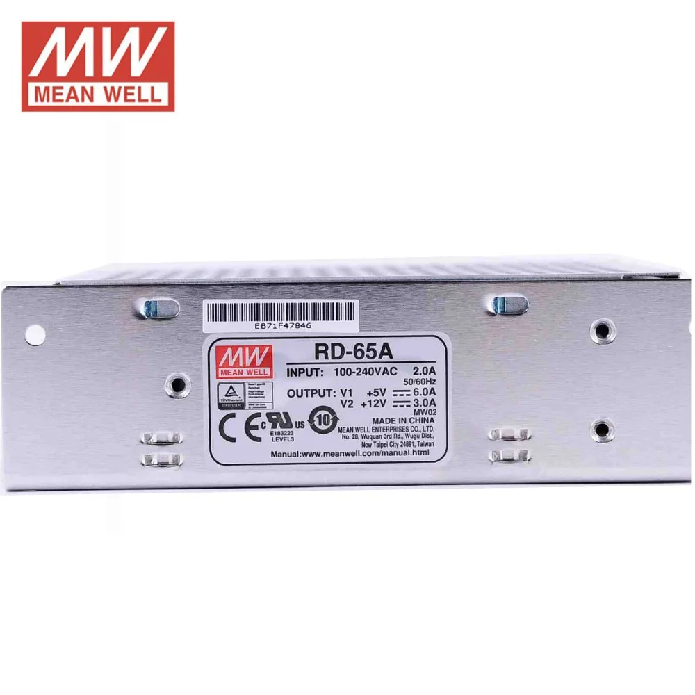 Mean Well Rd-65a Dual Output Enclosed Power Supply 5v 8 Amp and 12v for sale online 