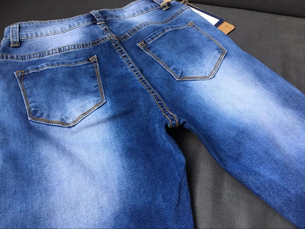 Jeans High Waist Ripped Hole Women Boyfriend Jeans Navy Blue Cotton Skinny Denim Push Up Bleached Fashion Female Jeans Femme (35)