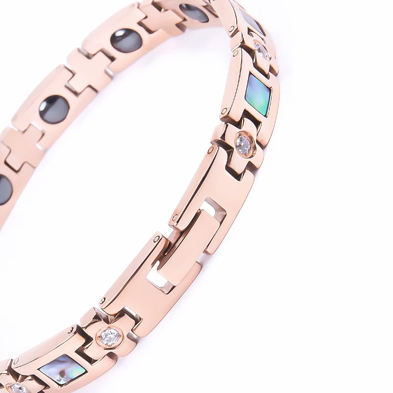Luxury Fashion Jewelry Bangles bracelets for women Natural shell cubic zirconia rose gold color magnetic bracelet (4)