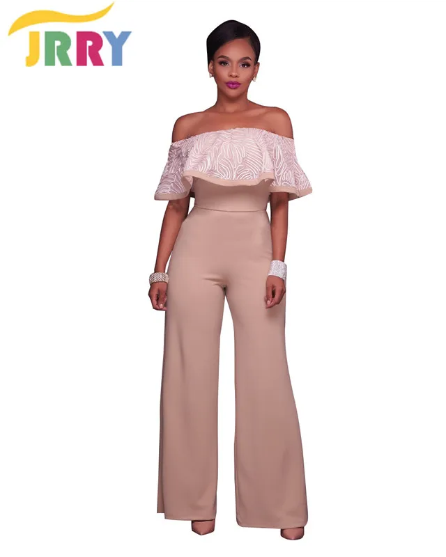 JRRY Повседневный свободный женский комбинезон с вырезом лодочкой и открытыми