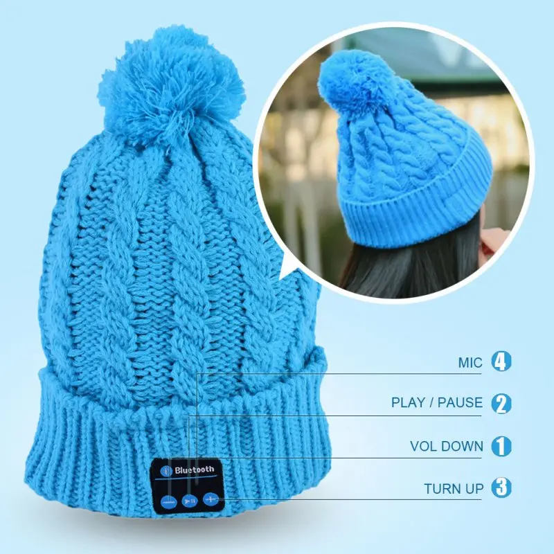

Smart Hat Women Wireless Bluetooth Winter Autumn Warm Beanie Hat Knit Headphone Headset Speaker Mic gorros mujer invierno