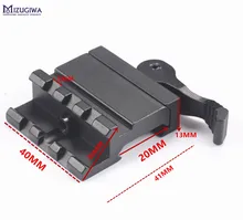 Tactical airsoft rifle arma dupla de 45 graus offset 20mm ris ferroviário picatinny caça tiro montagem lateral base laser lanterna caza