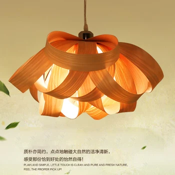 

Modern Wood Hanging Lamps Wooden Veneer Pendant Lights Fixture Home Indoor Lighting Restaurant Dining Room Cafes Pub Droplights