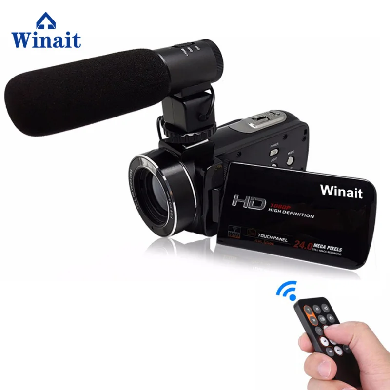 Winait FHD 1080P Цифровая видеокамера max 24MP видеокамера " lcd DIS 16X цифровой зум дистанционное управление, разъем HDMI DV DVR filmadora - Цвет: add microphone