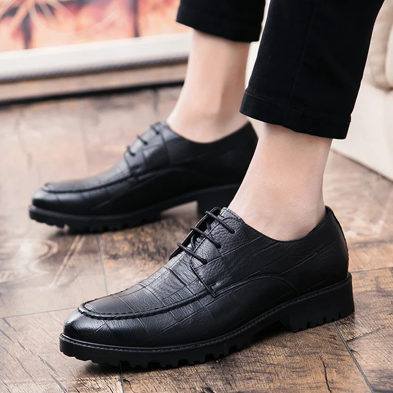 CIMIM Spring British Men Black Leather Shoes Lace up Light Business ...