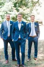 Trajes De Hombre 2016 Custom Made Blue Slim Fits Suits Tuxedo Wedding Suits for Men Groom Suits Formal Party Suits