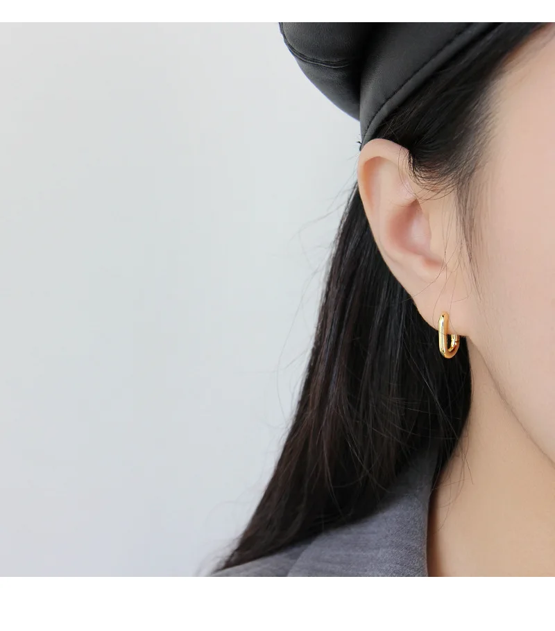 JShine минималистичные серьги из стерлингового серебра S925 пробы для женщин геометрический Овальный Круглый сережки золотые серебряные маленькие серьги-кольца корейские