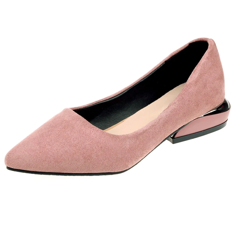 

2019 New Spring Low Square Heels Women Platform Shallow Pumps Slip On Solid Pointed Toe Ladies Fashion Shoes XWD7440