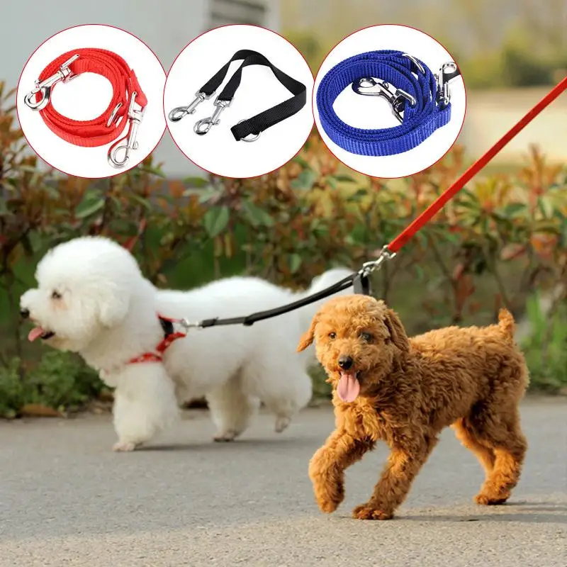 Nylon 2 Way Dog Leashes Double Walking Training Leashes for Two Dogs