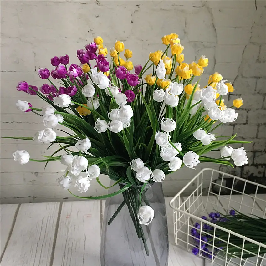 23 Heads Mini Tulips bouquet plastic Artificial Flower for spring home