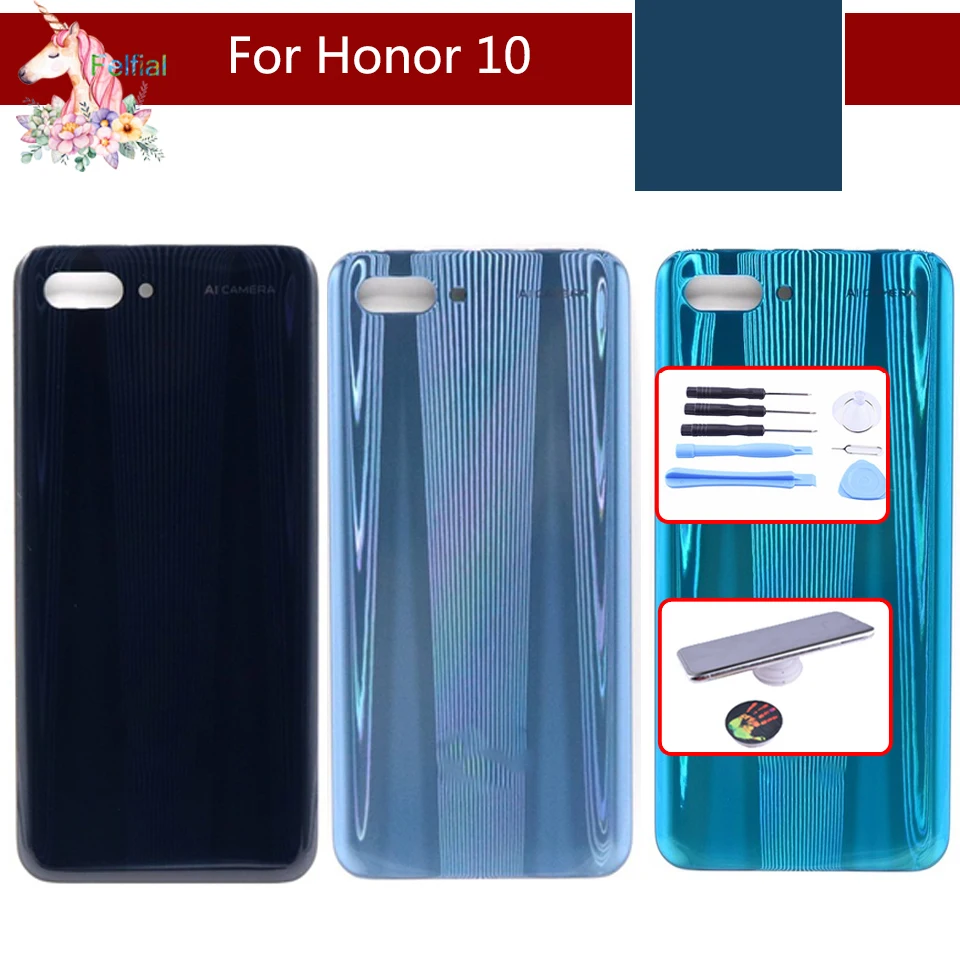 Задняя крышка аккумуляторного отсека для Huawei honor 10 стеклянная панель корпус