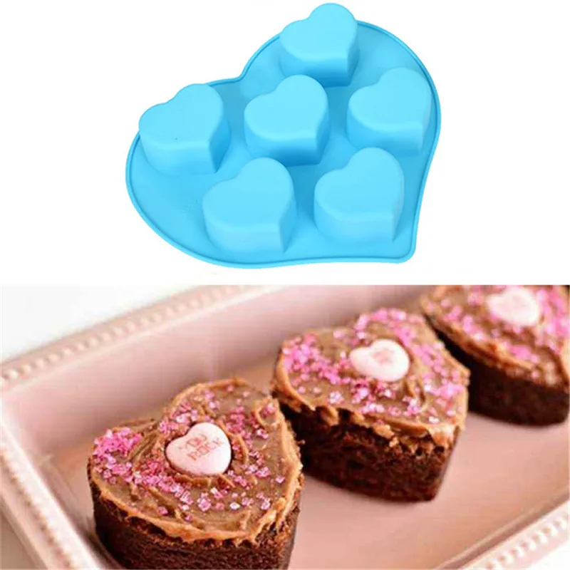Buy 6 Cavity Mini Love Heart shape Silicone Cake Mold