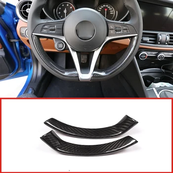 

2Pcs Real Carbon Fiber Steering Wheel Decoration Frame Strip Cover Trim For Alfa Romeo Giulia Stelvio 2017-2018 Car Accessories