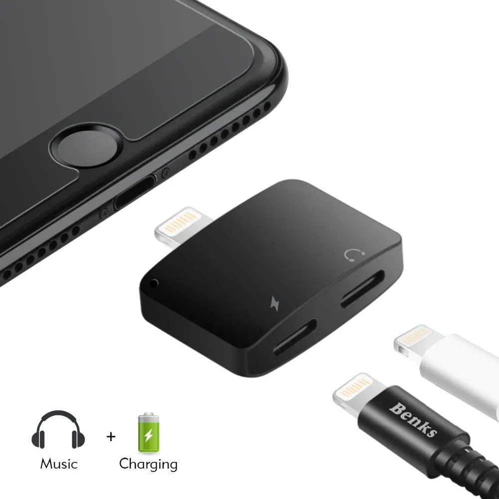 Benks двойной 8Pin аудио адаптер для iPhone зарядное устройство наушников кабель X 10 8 7