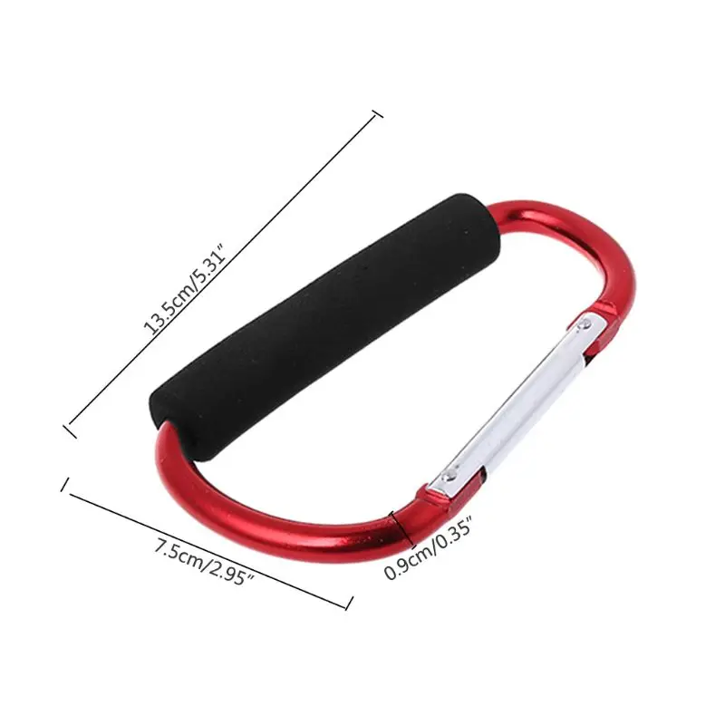 

Aluminum Alloy Carabiner Sponge Handle Buckle Shopping Baby Stroller Hook Clip