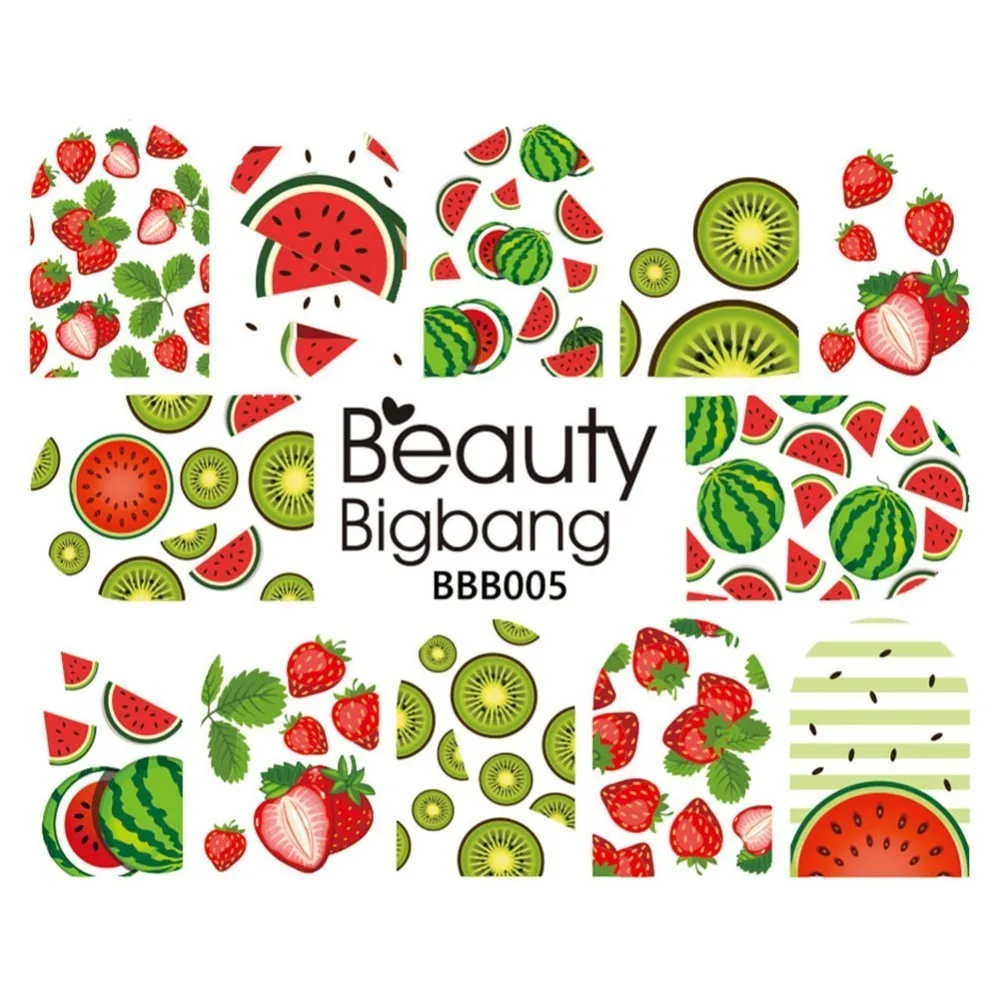 Красота BigBang 4 шт. наклейки для дизайна ногтей фруктовые наклейки фруктовый лист цветок Русалка кактус красивые украшения DIY наклейки для ногтей s - Цвет: 5