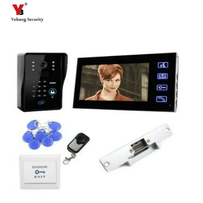 Yobang Security freeship 7 Inch TFT Color LCD Visual Video Intercom Door Bell Video Door Phone with ID card unlock function Yobang Security freeship 7 Inch TFT Color LCD Visual Video Intercom Door Bell Video Door Phone with ID card unlock function