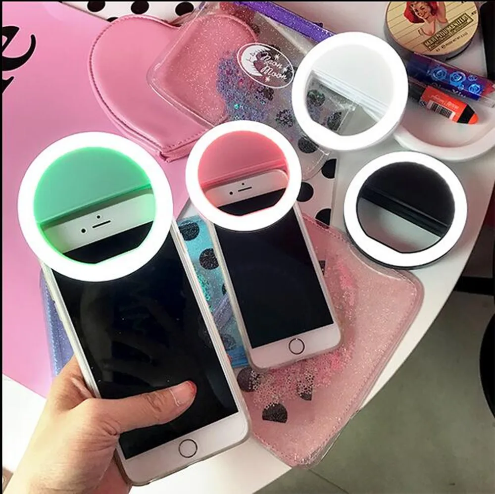 Selfie Ring Mirror Makeup Case for Samsung Galaxy A7 A9 A3 A5 J7 (2016) Light Flash UP Android