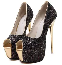 Size 4~9 Party Golden Heels Women Shoes Glitter Sexy High Heels Shoes Women Pumps zapatos mujer (Check Foot Length)