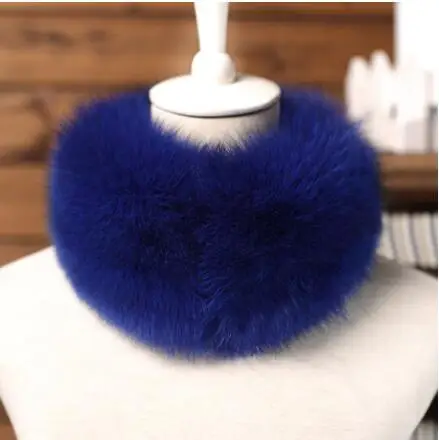 blue FXFURS шарф с лисьим мехом женский натуральный мех лисы зимний теплый шарф меховой шарф с магнитом - Цвет: blue