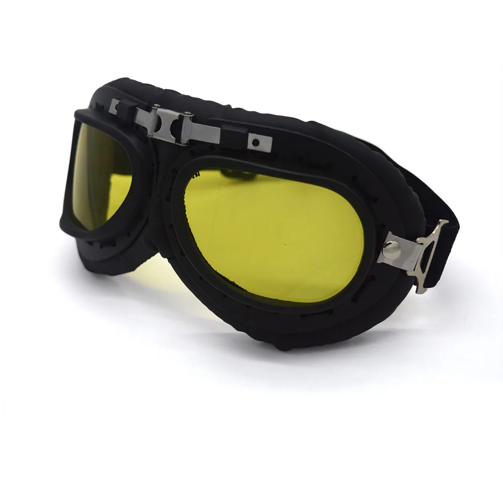 Универсальные винтажные мотоциклетные очки Пилот Мотоцикл Скутер байкер очки шлем очки складные для Harley - Цвет: Yellow lens