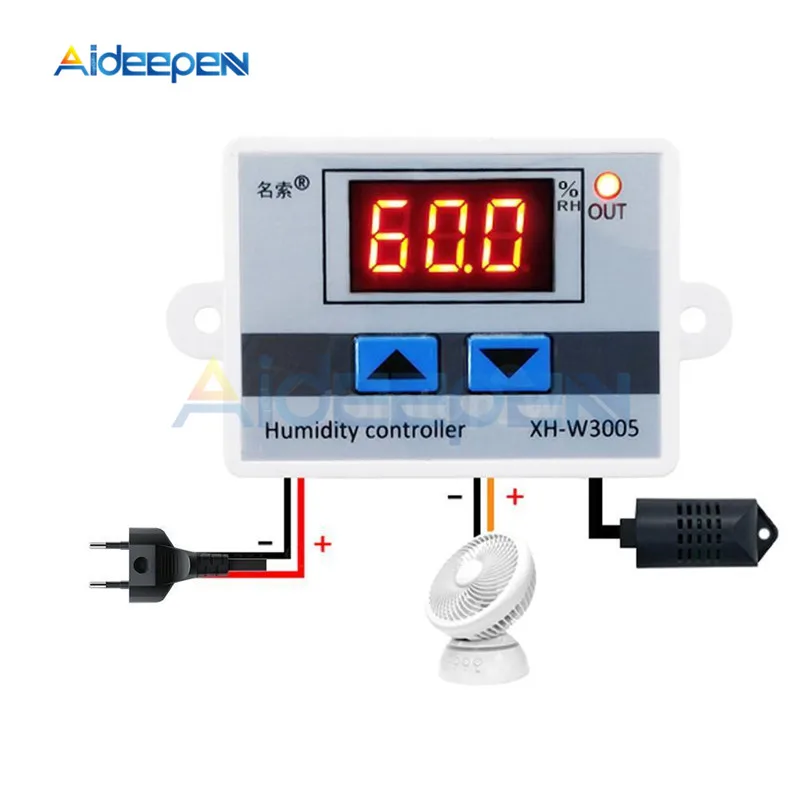 

XH-W3005 W3005 10A AC 110V-220V Digital Humidity Controller Hygrometer Humidity Control Switch 0~99%RH Humidity Sensor 1500W