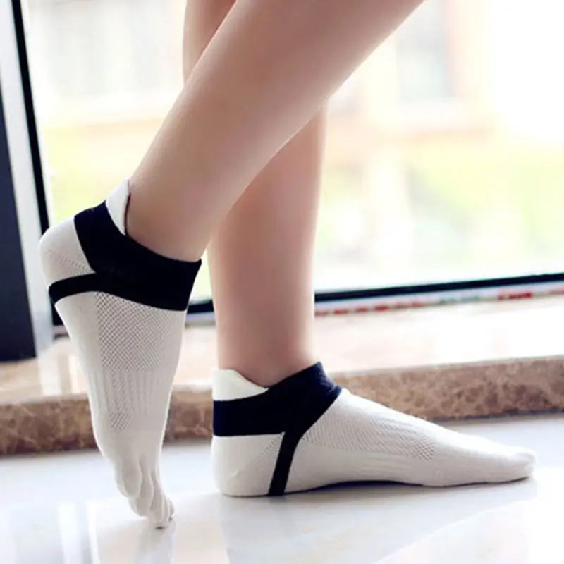 Новые высококачественные цветные Лоскутные женские носки, женские носки, 5 пальцев, хлопковые носки, носки для тренировки, 8 цветов