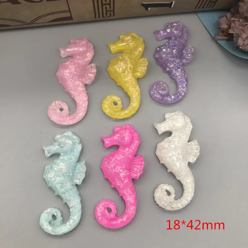 

10pcs/lot flat back resin kawaii sea horse for kids resin cabochon for hair bow center. 18*42mm