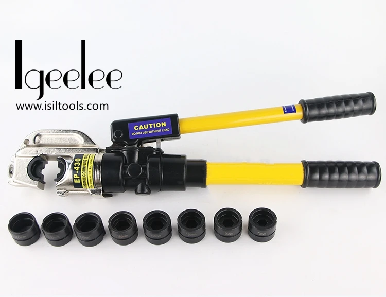 

iGeelee Hydraulic Crimping Pliers EP-430 AL/Cu Conductor with 3 types of dies, C type dies/ H type dies or Hexagon dies
