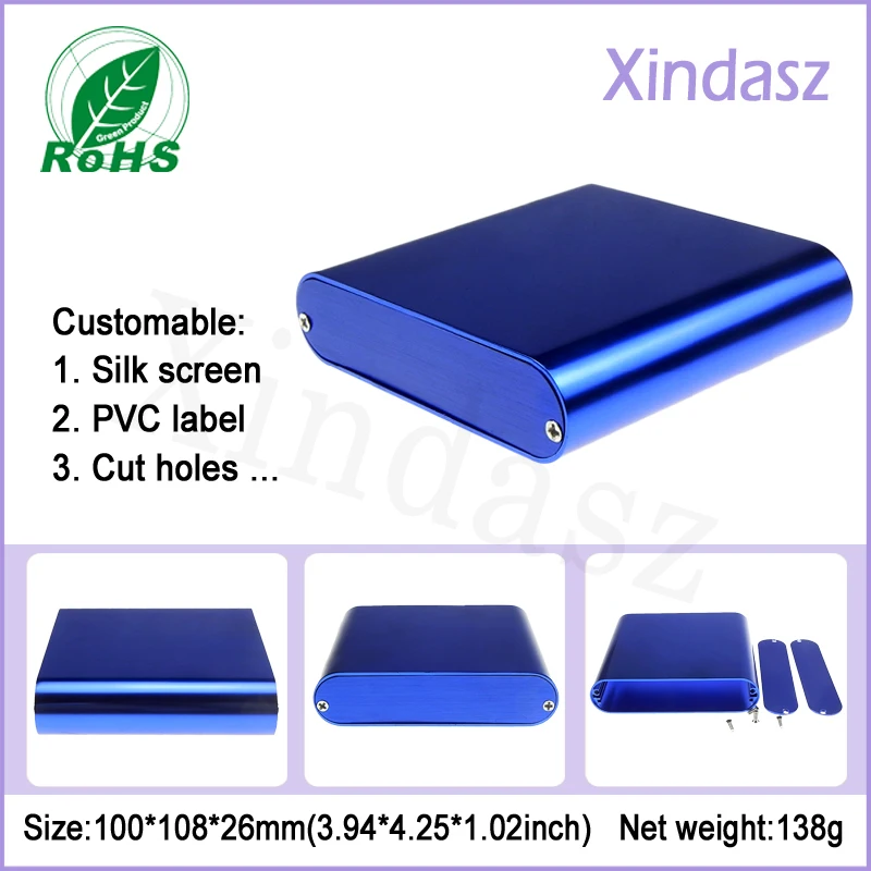 

108*100*26mm High Quality aluminum colors enclosure oem aluminium project box,pcb project enclosure