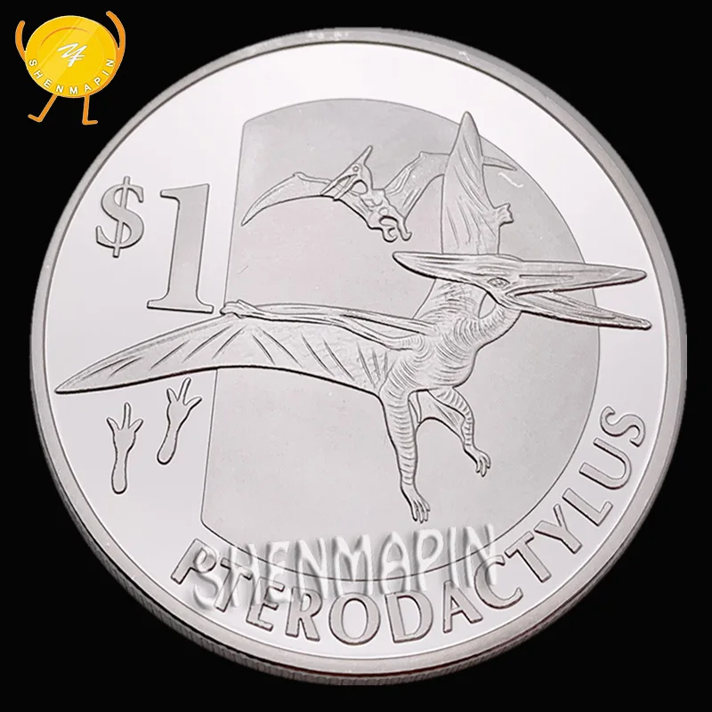 

Pterodactylus Commemorative Coin One Dollar Coins Collectibles Republic of Sierra Leone Challenge Coin 999 Silver Coins