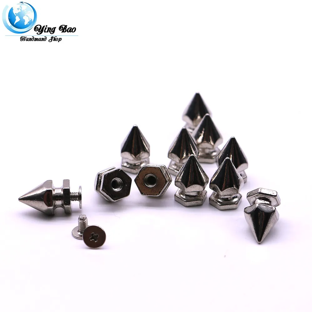 20sets/pack 9.5mm (Diameter), 16mm (Height)  screwback spikes Silver Colors stud diy B-10