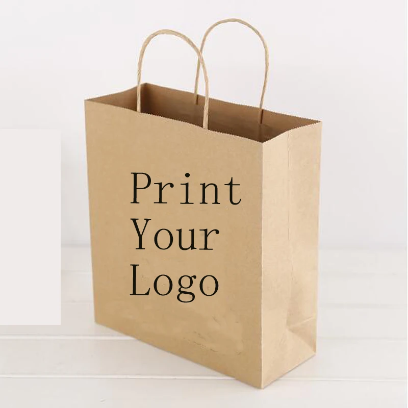Perfect 500pcs Shopping bags print logo Custom logo kraft paper bags 150g bags make your logo 0