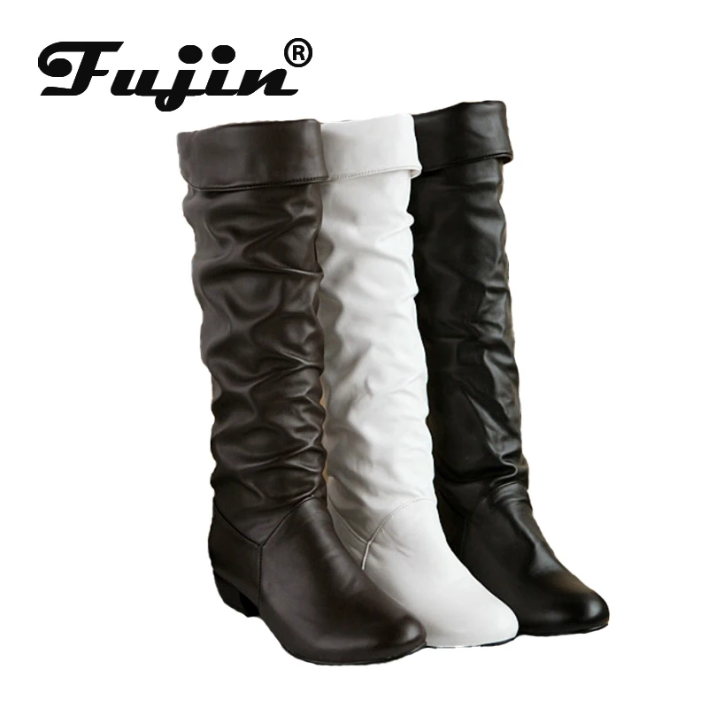 

Fujin Women Winter Boots Spring Autumn Riding Boots Dropshipping High Boots Women Black Long White Boots Warm Shoes Large Size