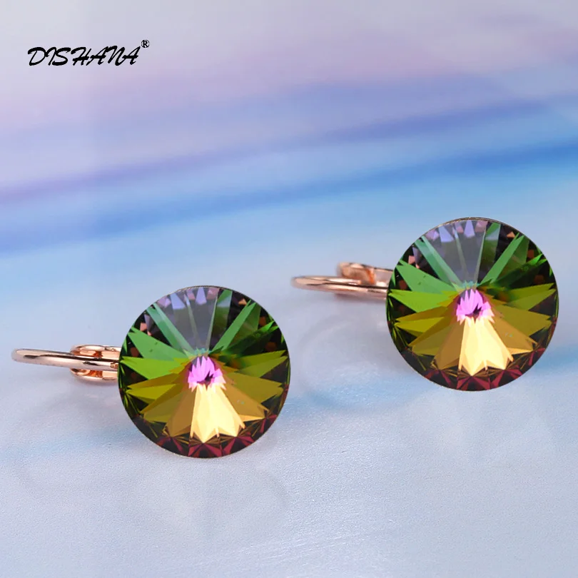Dishana Romantic Jewelry 2017 Drop Earrings Wedding Elegant Rose Gold-color AAA Cubic Zirconia Stone Earring for Women E0001-2
