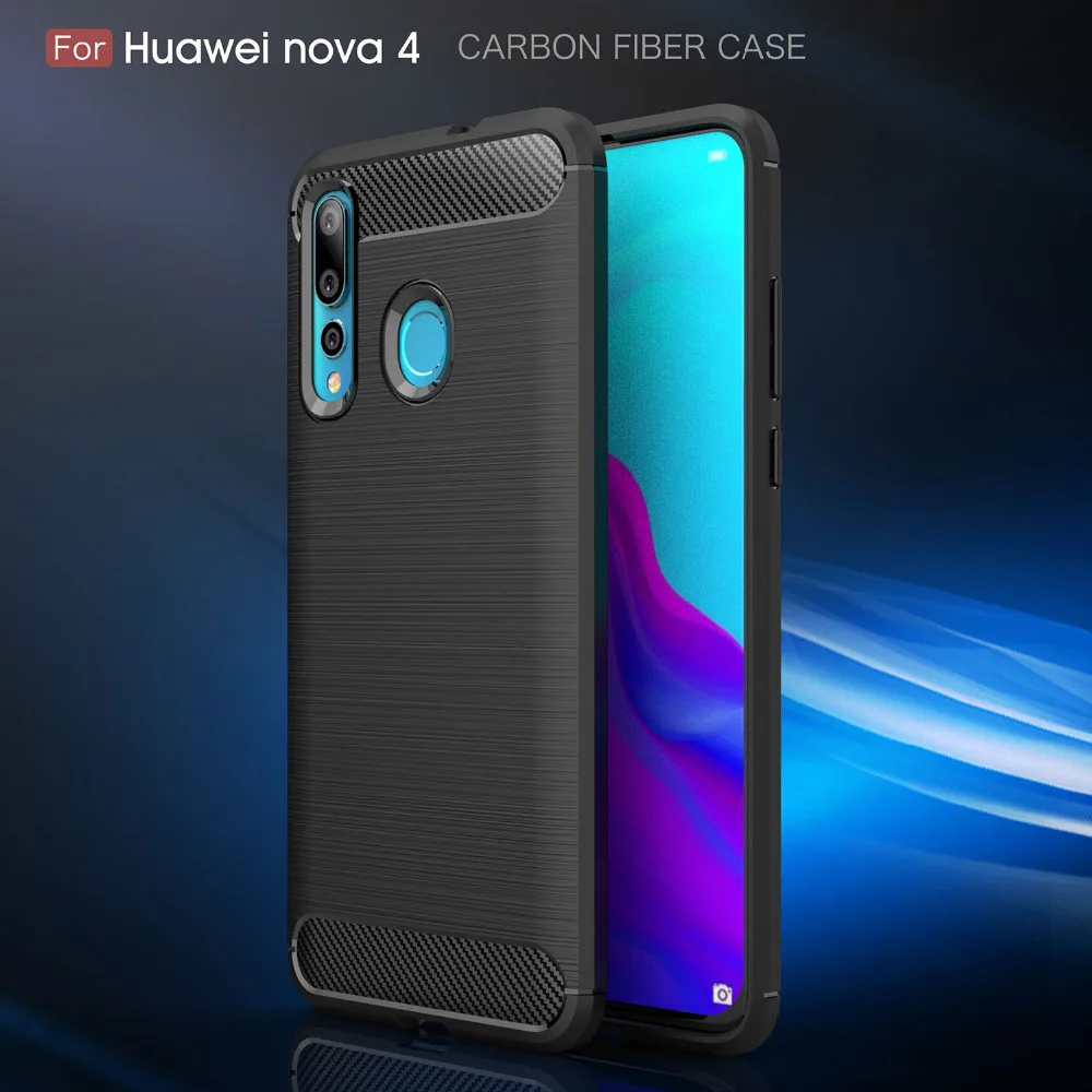 

Huawei Nova 4 Case Silicone Protector Carbon Fiber Clear Soft Huawei Nova 4 Cover Nova4 3 2 Coque Funda Etui Hoesje Accessories