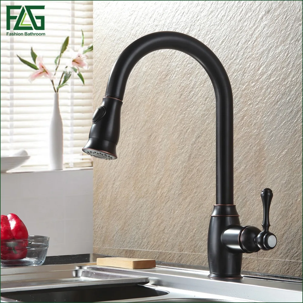 FLG House Scenery Tap Oil Rubbed Bronze Black Chrome Nickel Kitchen Faucets Grifo Pull Out Kitchen