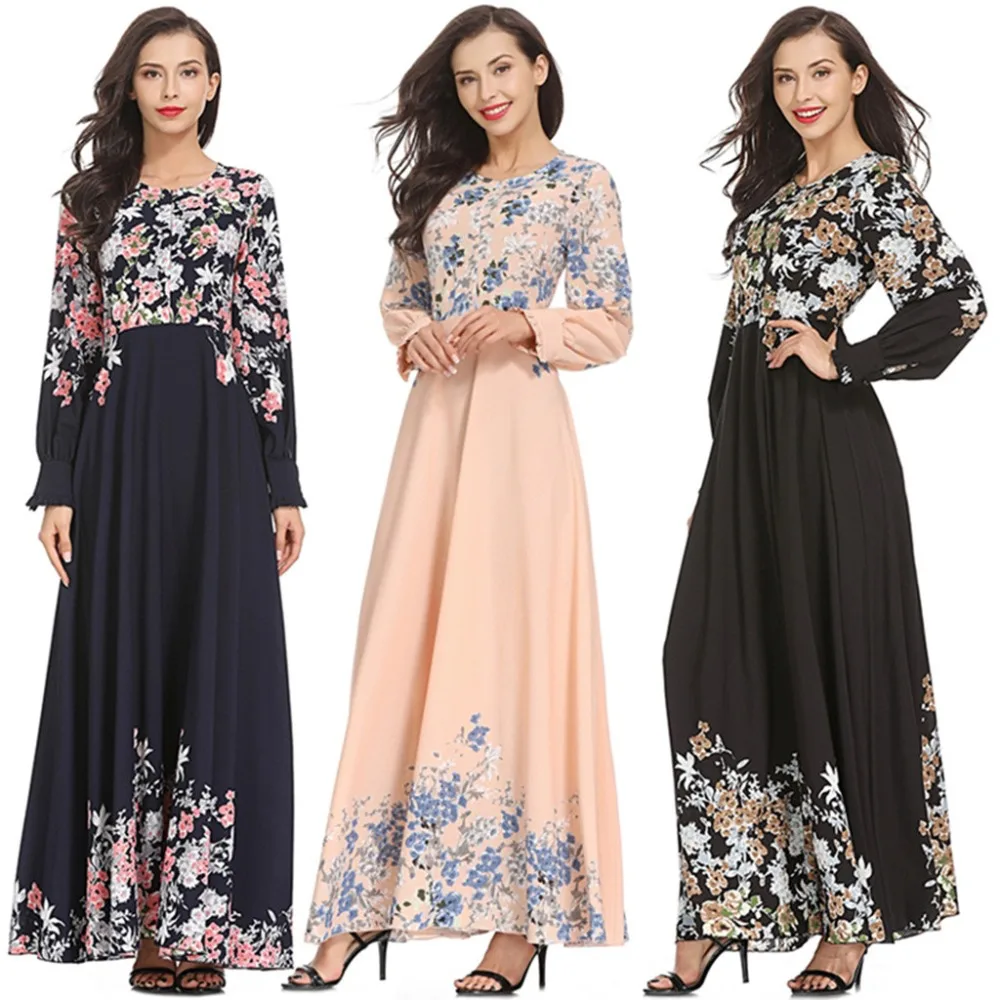 

2019 Womens Muslim Loose Solid Color Robe Clothing Abaya Islamic Arab Kaftan islamic clothing caftan marocain abaya turkey