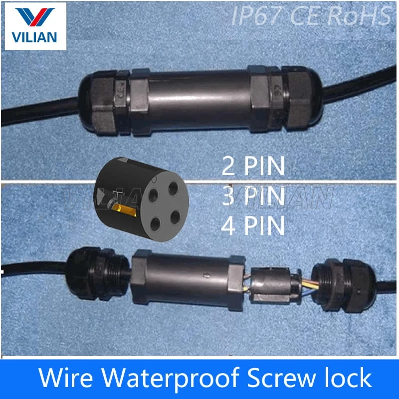

Waterproof 2 Pin 3 Pin 4 Pin Electrical Cable Connectors Quick Splice Screw Lock Wire terminals easy fit for LED strip 1 unit