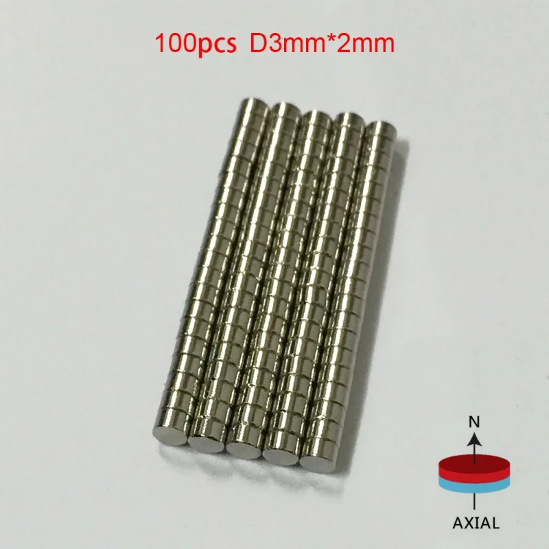 

100 Pcs/Pack 3mm x 2mm N50 Magnetic Materials Neodymium Magnet Mini Small Round Disc 2018
