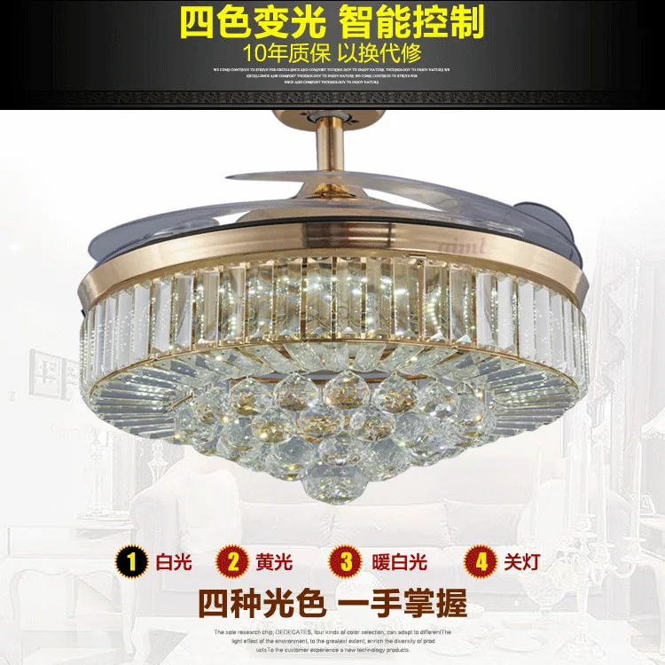 Us 429 0 42inch 108cm K9 Crystal Dimming Control Ceiling Fans Light Ac 110v 220v Invisible Blades Ceiling Fans Modern Fan Lamp In Ceiling Fans From