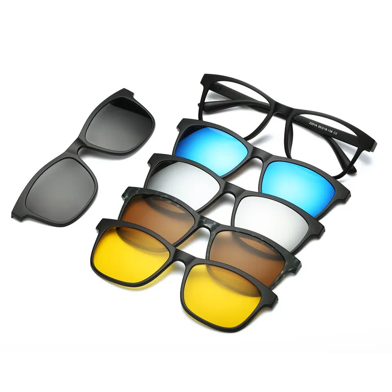 Conjunto de gafas sol polarizadas con pinzas magnéticas TR para hombre, conjunto de 5 piezas, con Clip, para miopía óptica, de sol para mujer| - AliExpress