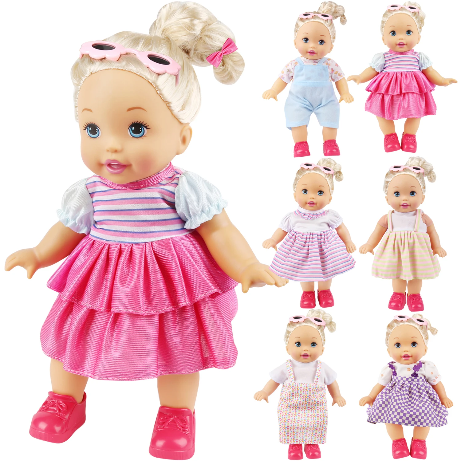 

6pcs Girl Dolls Dress Colorful Handmade Skirts Outfits Realistic Daily Costumes Gown Set for 14 Inch Doll Clothes Accessories