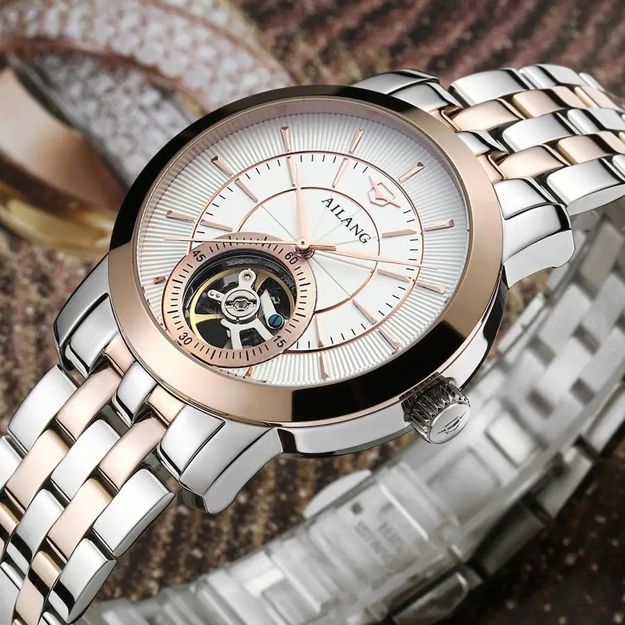 

Luxury AILANG Brand Men Perspective Automatic Dress Watches Self Wind Business Leather Wrist watch Relojes 30M Waterproof NW3292