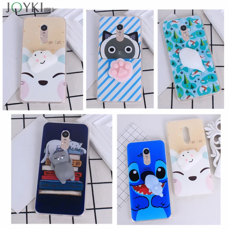 3D Cute Cartoon case for xiaomi redmi note 4 Squishy Phone Case DIY Silicone Cat Decompression Soft TPU |