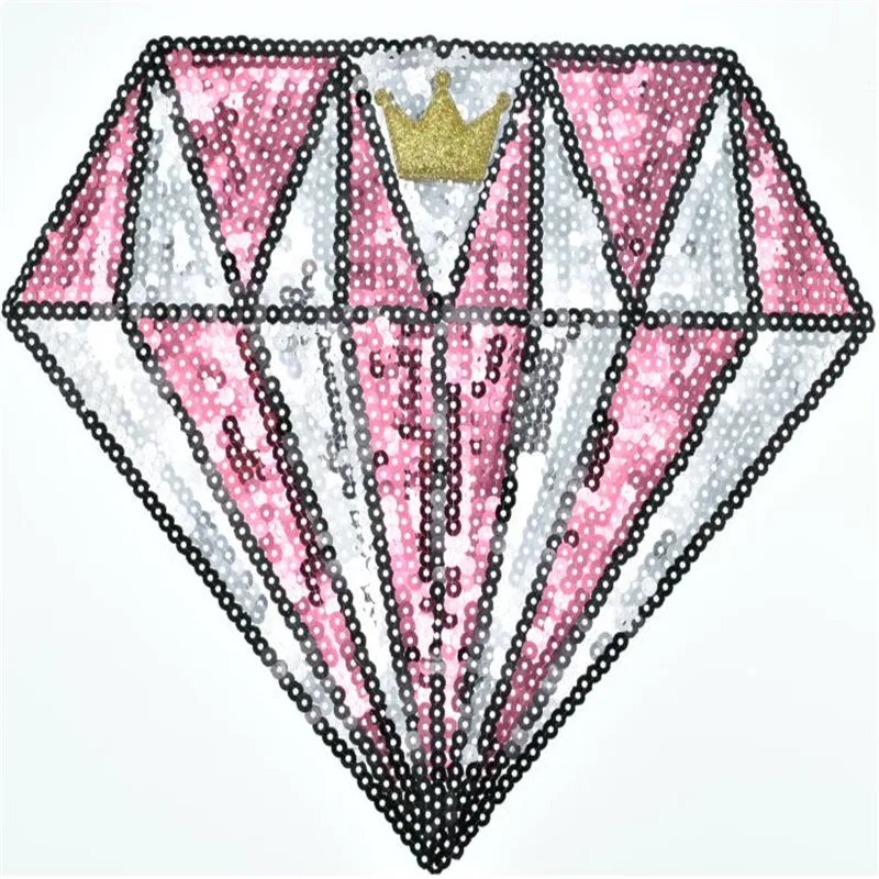 

Girls Kids Clothing Patch 3D Sparkly Crown Sequins 260mm Diamond King Icon deal with it Biker Patches for clothes Diy Stickers