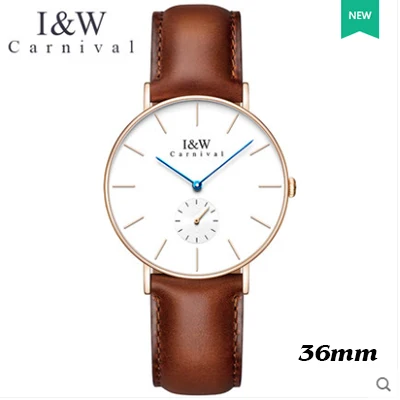 

Ultra-thin simple design Top Brand Luxury Carnival Women Japan Quartz Watch Sapphire Crystal relogio feminino Leather Band 2017